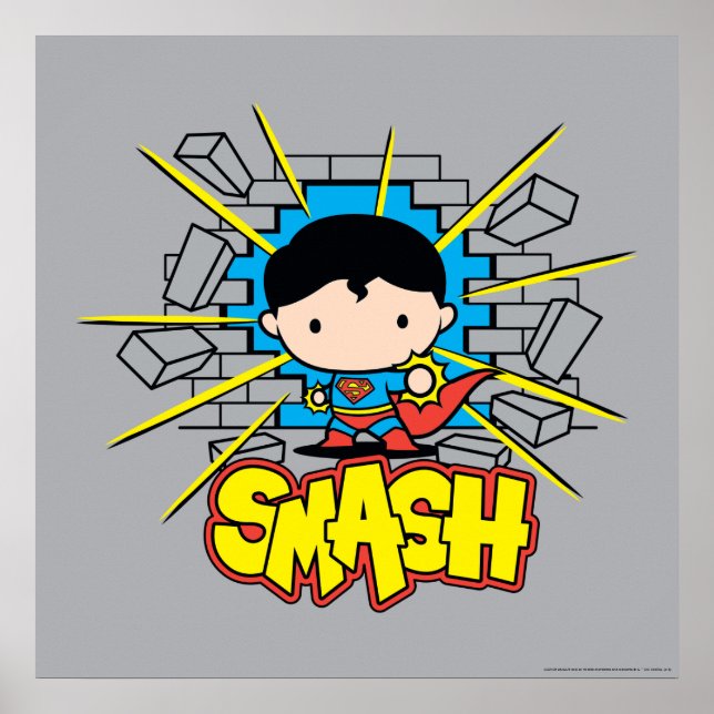 Póster Chibi Superman huele a través de la pared de ladri (Frente)