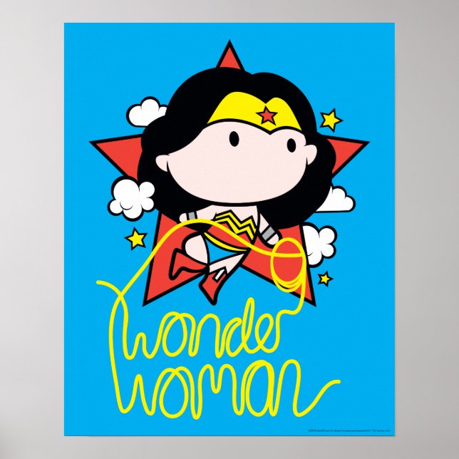 Póster Chibi WonWoman Volando Con Lasso (Frente)