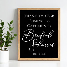 Póster Chic Black White Bridal Shower Personalized