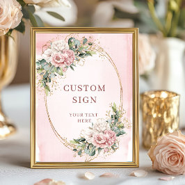 Póster Chic Bohemian Rose Gold Greenery Custom Sign