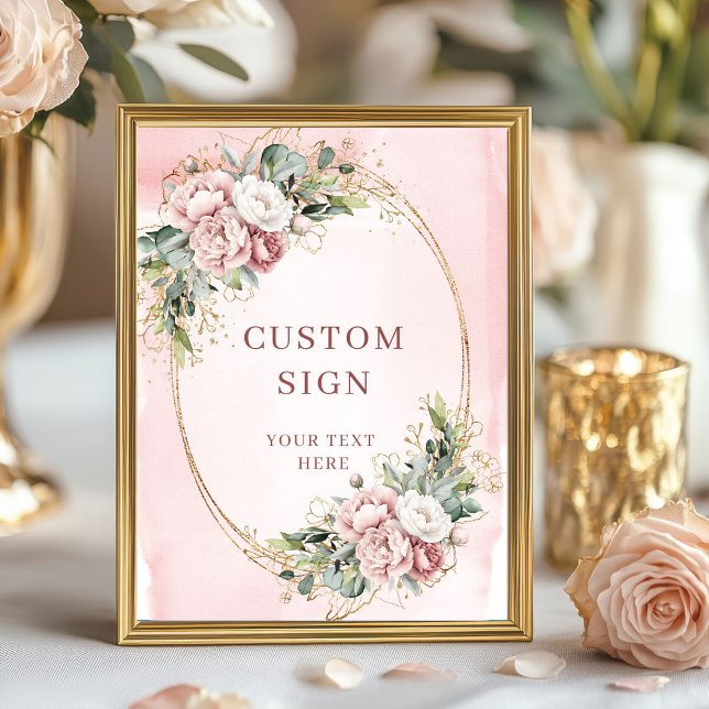 Póster Chic Boho Light Pink Floral Custom Sign (Chic Boho Light Pink Floral Custom Sign)