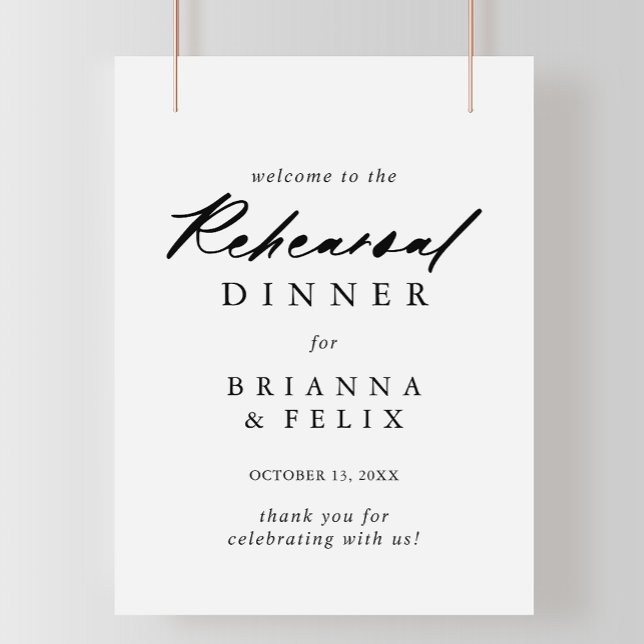 Póster Chic Calligraphy Rehearsal Dinner Welcome Sign (Subido por el creador)