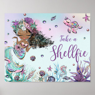 Póster Chic Cumpleaños de Sirena Baby Shower Tómate una S