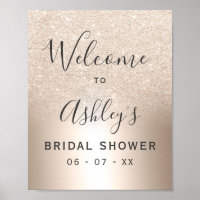 Chic gold glitter ombre foil bridal shower welcome