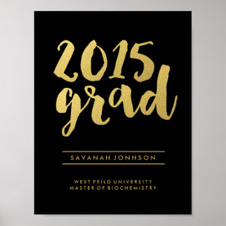 Póster Chic Gold Script | Black 2015 Graduate Poster