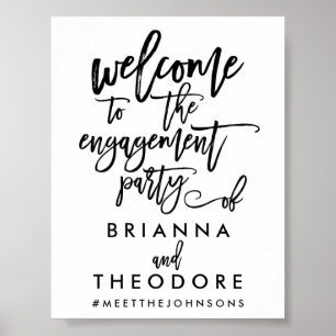 Póster Chic Hand Lettered Engagement Welcome Sign