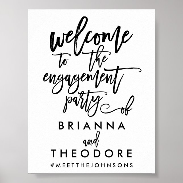 Póster Chic Hand Lettered Engagement Welcome Sign (Frente)
