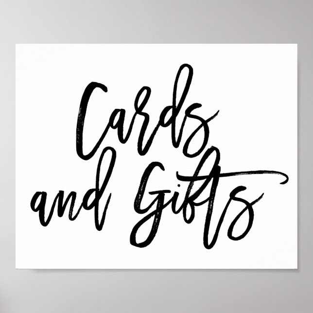 Póster Chic Hand Lettered Wedding Cards & Gifts Sign (Frente)