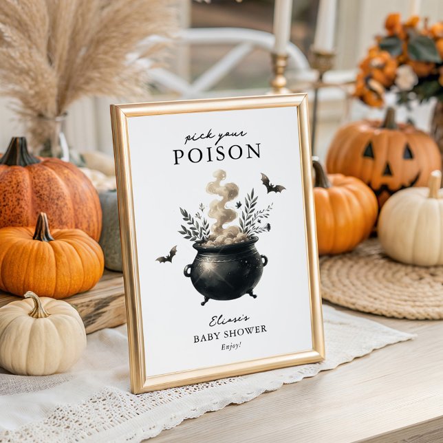 Póster Chic 'Pick your Poison' Halloween Drinks Sign (Subido por el creador)