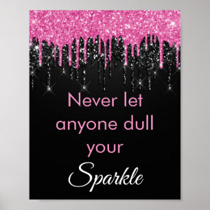 Póster Chic Pink Black Glitter Sparkle Motivational