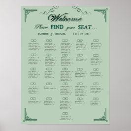 Póster Chic Sage Eucalyptus Green Wedding Seating Chart  