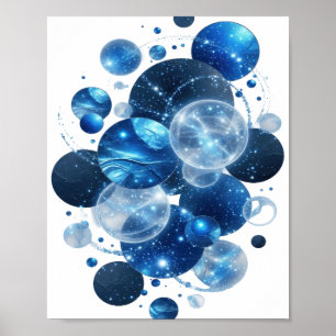 Póster Chic Silver BLUE STARS Gráfica Tee