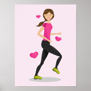 Póster Chica A Quien Le Encanta Correr Ilustracion Y Cora