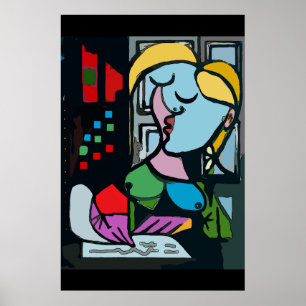 Póster Chica abstracto en el comprimido