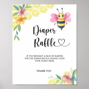 Póster Chica acuarela Abejorro Bumble Bee rifa de pañales