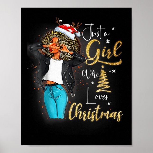 Póster Chica africana norteamericana Melanin Navidades Sa (Frente)