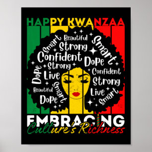 Póster Chica africano feliz Kwanzaa herencia afroamerican
