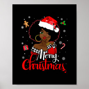Póster chica africano negro, cantan navidades de melanina