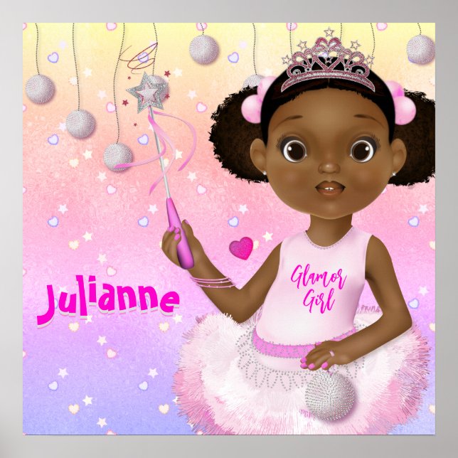 Póster Chica afroamericana Fairy Princesa Ballerina (Frente)