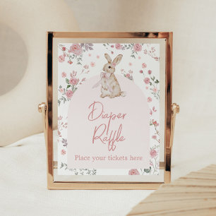 Póster Chica Algún Conejito Baby Shower Sorteo de Pañales