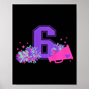 Póster Chica animadora cumpleaños 6 seis años _