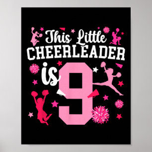 Póster Chica animadora de cumpleaños número 9 Cheerleader