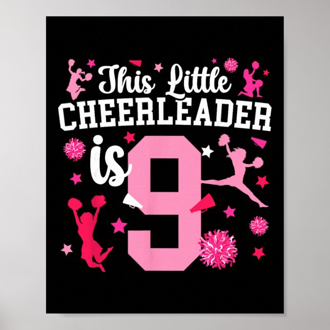 Póster Chica animadora de cumpleaños número 9 Cheerleader (Frente)