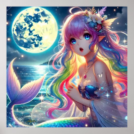 Póster Chica anime canta la sirena del arcoiris de la lun