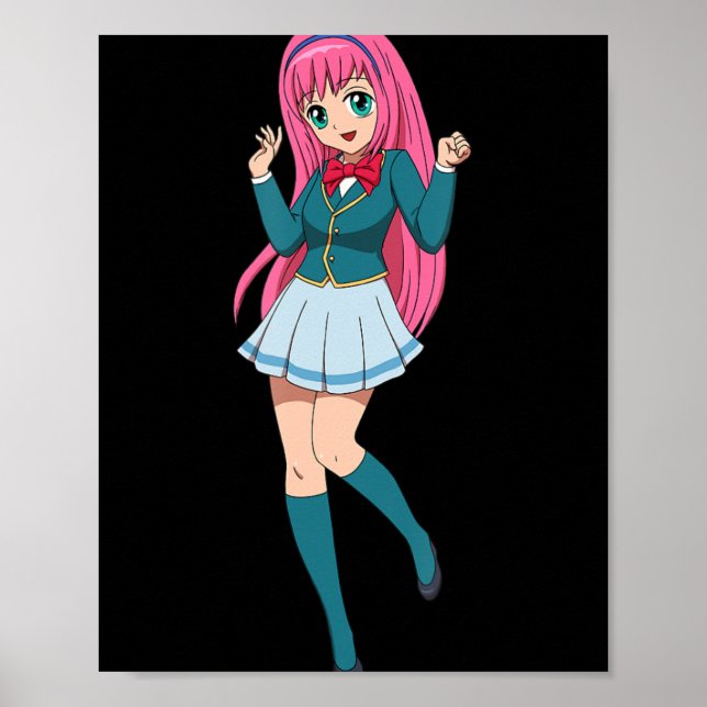 Póster Chica anime Cute Waifu Cartoon Character japonés (Frente)