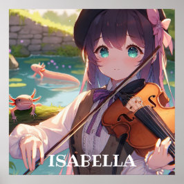 Póster Chica anime jugando al violín personalizado