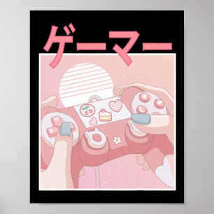Póster Chica Anime Kawaii Juego de video lindo a mujeres