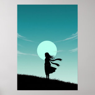 Póster Chica Anime Minimalista