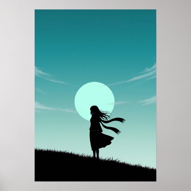 Póster Chica Anime Minimalista (Frente)