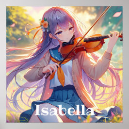 Póster Chica anime personalizado jugando al violín