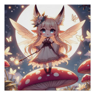 Póster Chica Anime Pixie Hippie Luna Hada