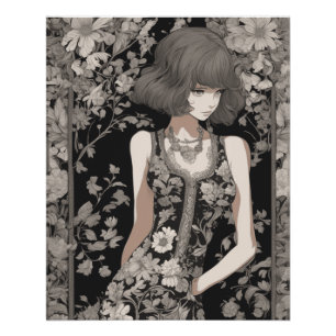Póster Chica Anime Retro Elegance - Ataque caprichoso