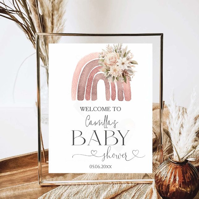 Póster Chica arcoiris floral Boho Baby Shower (Subido por el creador)