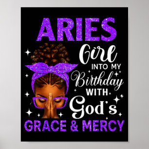 Póster Chica Aries Cumpleaños Paso Mujeres Negras Afro Cr