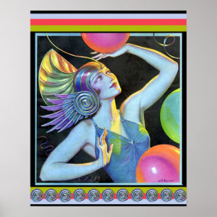 Póster Chica Art Deco Vintage