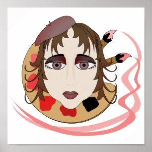 Póster Chica Artista En Rojo