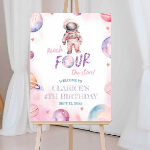 Póster Chica astronauta minimalista 4 Signo de bienvenida