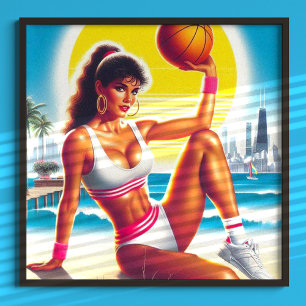 Póster chica atlético de los años 80