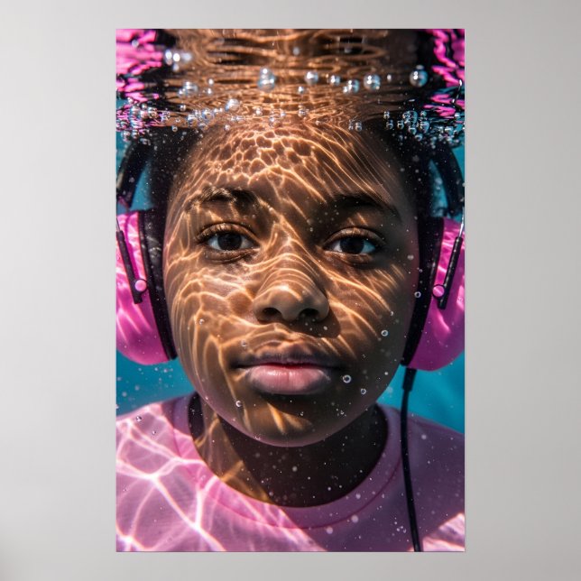 Póster Chica autista subacuático Sensory Journey Awarenes (Frente)