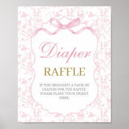 Póster Chica Baby Shower Bow Rosado