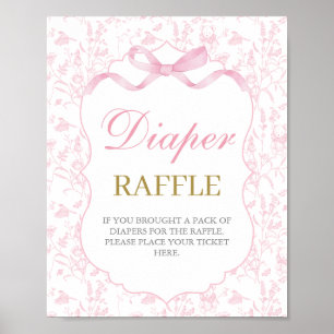 Póster Chica Baby Shower Bow Rosado