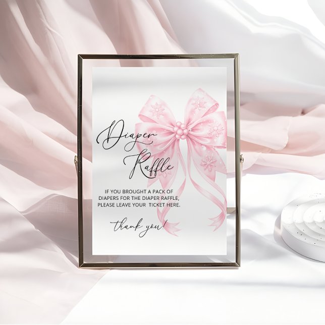 Póster Chica Baby Shower Diaper Raffle de color rosa (Subido por el creador)