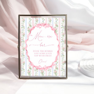 Póster Chica Baby Shower Mom-osa de Floral Bow