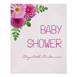 Póster Chica Baby Shower Pink Purple Dahlia
