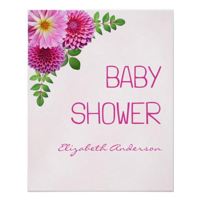 Póster Chica Baby Shower Pink Purple Dahlia (Anverso)