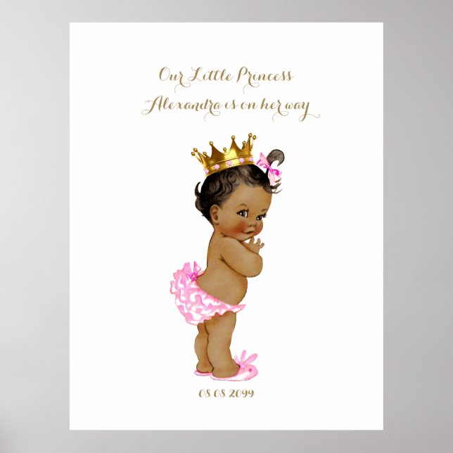 Póster Chica Baby Shower, rosa blanco, elegante, 32x41,6  (Frente)